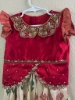 Picture of Red and ivory coloured pure Ikkat lehanga 4-6 years