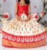 Picture of Red and ivory coloured pure Ikkat lehanga 4-6 years