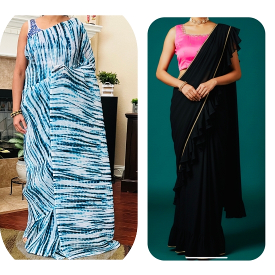 Picture of New 1 min and ruffle sarees with designer blouses 