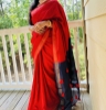 Picture of Red and navy blue tassle saree