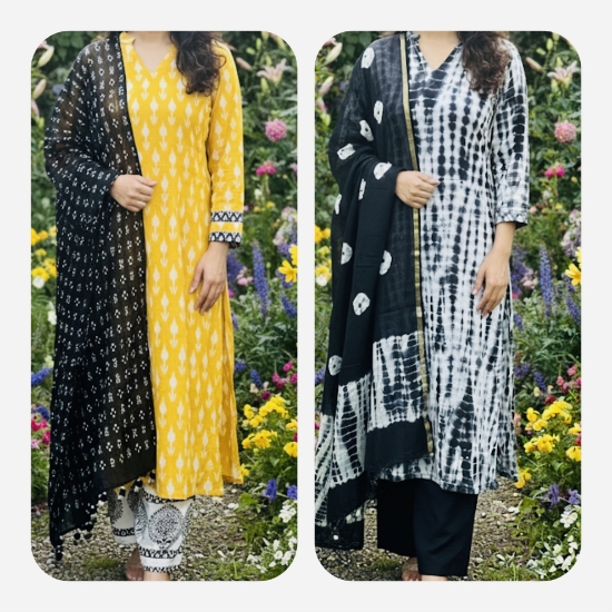 Picture of Combo : Pure Cotton Shibori and Bhandhini  3 Pc Sets 