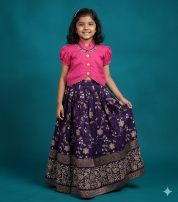 Picture of Pink and Purple combination lehenga and blouse 5-6y