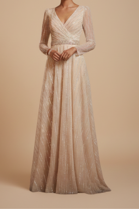 Picture of Designer Mac Duggal silver sequin gown