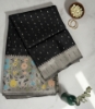 Picture of Black kora organza saree with meenakari border