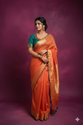 Picture of Never worn Pattu Orange Saree