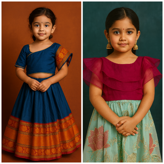 Picture of Narayanpet and georgette lehenga combo 4-6y