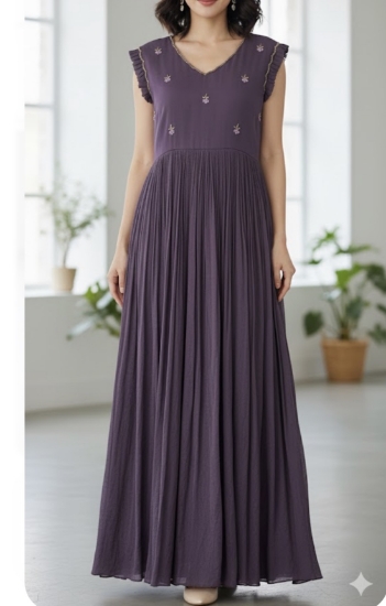 Picture of Designer the saache Purple Long Dress 