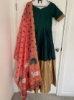 Picture of Bottle Green Long Frock with Pichwai Dupatta