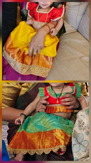 Picture of Pure kanchi pattu langa combo 0-9 months