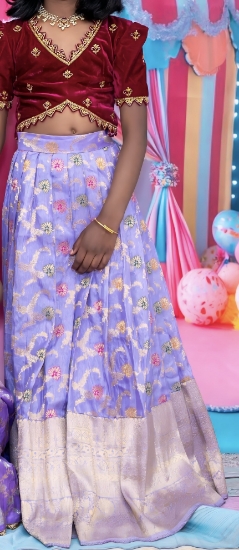 Picture of Benaras Lehanga with cute crop top for 6-7yrs