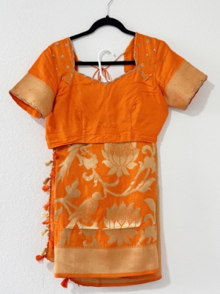 Picture of Trendy Orange Benaras Mashru Saree