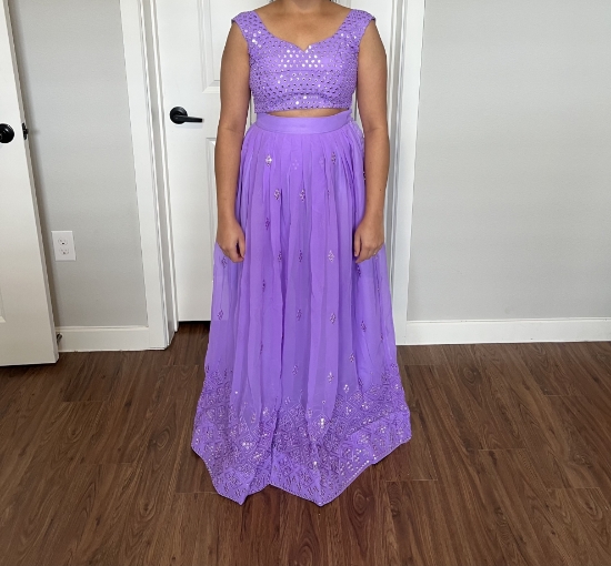 Picture of Lavender mirror work lehenga