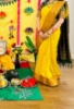 Picture of PL733 Bottle green and yellow copper zari saree