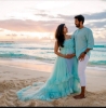 Picture of Maternity baby blue photoshoot dress