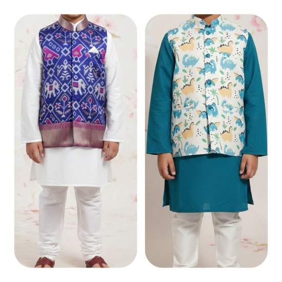 Picture of Combo : Dino & Patola : Modi 3 pc kurtha sets 6-7y