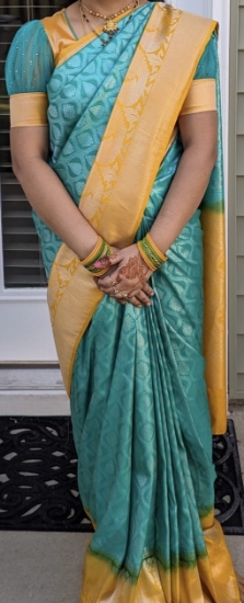 Picture of Green and yellow fancy saree