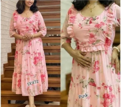 Picture of Never worn baby pink floral  long gown XXXL