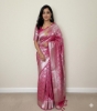 Picture of Light weight Pink Pattu Saree with silver zari