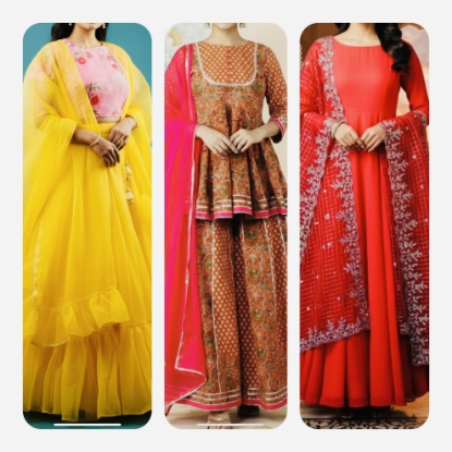 Picture of Lehenga/sharara and long frock combo