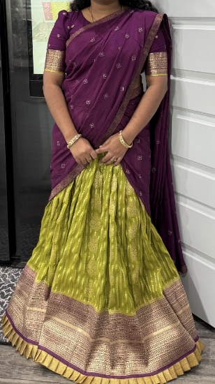 Picture of Purple benaras lehenga with Georgette dupatta