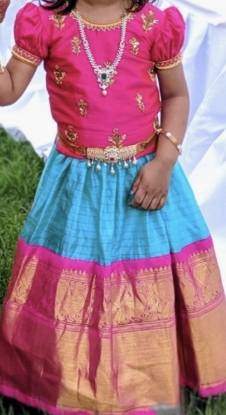 Picture of Kanchipattu lehenga with work blouse 2-4y