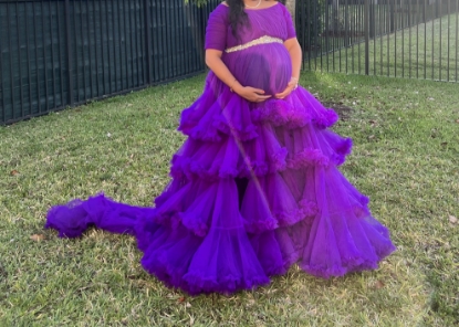 Picture of Dreamy Purple Ruffle Maternity Gown