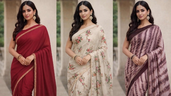 Picture of 3 Georgette saree combo