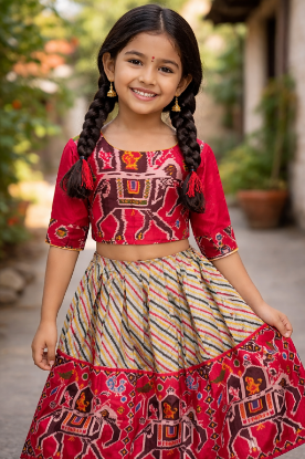 Picture of  Ikkat pattu lehenga 5-7y