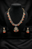Picture of New Jade and Coral diamond look alike necklace set and earrings 