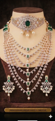 Picture of Combo : Diamond  choker &  5 layer haram with earrings 