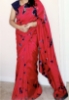 Picture of Red Shibori saree with Mirror work blouse