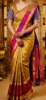 Picture of Handloom gap border Kanchi saree with all over maggam work 