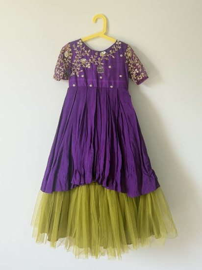 Picture of Purple embroidered partywear frock 5-6y