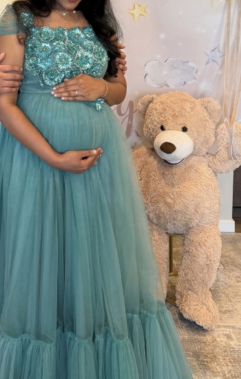 Picture of Teal designer maternity dress