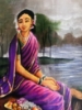 Picture of Hand Painted Ravi Varma blouse w/hand painted saree 