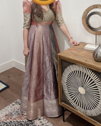 Picture of Multicolour metalic designer long frock 