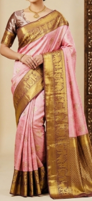 Picture of Pallaki (Palaquin) Border Handloom Kanchi pattu saree 