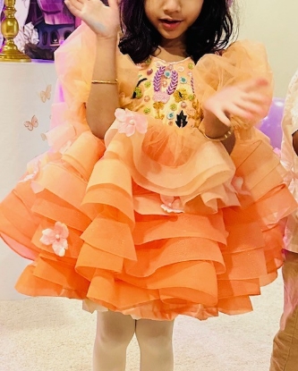 Picture of Peach Embroidered Tulle Party Dress 4-5y