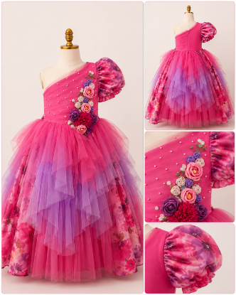 Picture of Pink Princess Birthday Gown for Girls 2-4y