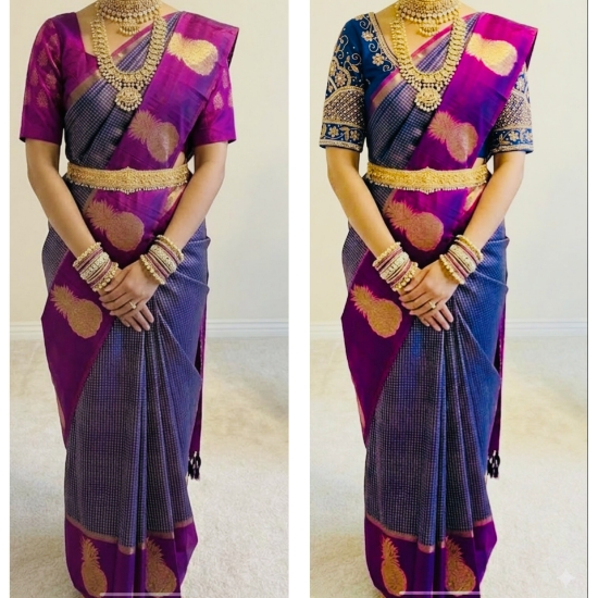 Picture of Handloom Kanchi  Pattu saree with 2 blouses 