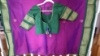 Picture of Dark magenta & Emerald Green Silk Saree with custom Blouse 