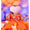 Picture of Orange butterfly floral theme dress(1 year)