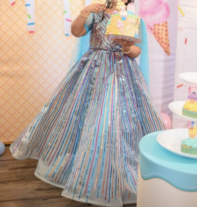 Picture of Luxury Designer Multicolor Shimmer Ball Gown 