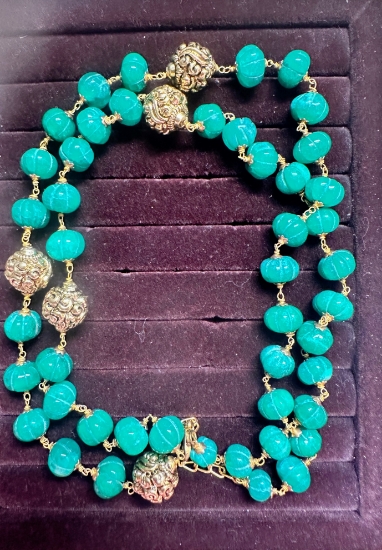 Picture of Emerald Pumpkin beads mala  