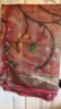 Picture of Peach color tissue Organza Saree with Zari Kota weave look With rust color bluse