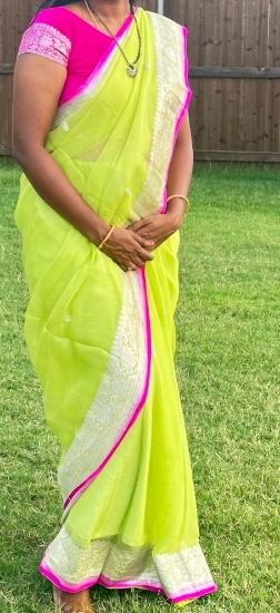 Picture of Pure Silver Zari Banaras Georgette Saree