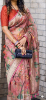 Picture of Peach color tissue Organza Saree with Zari Kota weave look With rust color bluse