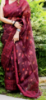 Picture of Elegant Deep Maroon Floral Organza Saree with Matching Blouse & Tassel Detail