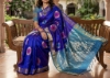 Picture of Royal Blue Kuppadam Handloom Saree with  Tissue Pallu with matching tissue blouse