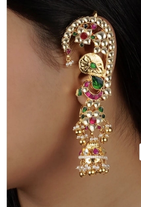 Picture of Never worn Premium pachi Kundan ear cuffs jumkas